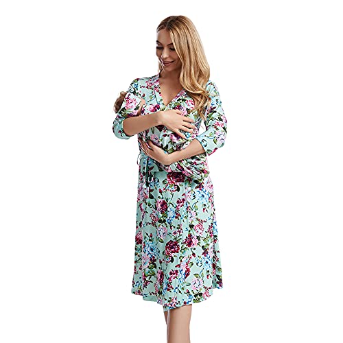 Image of Galabloomer Maternity Robe and Receiving Blanket, Matching Mommy Labor Delivery Robe and Swaddle Set