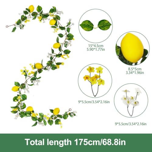 Surakey Plants Refreshing Lemon Vine Artificial Plants Customizable Silk Vines for Home and Office (Type 2)