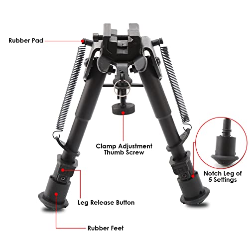 Ruiqas Tactical Bipod with Adjustable Legs and 20mm Rail Adapter Foldable Tactical Metal Nylon Bipod - Image 2
