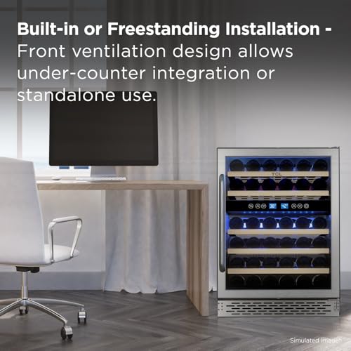 Image of TCL 46-Bottle Dual Zone Wine Cooler Mini Fridge with Glass Doors
