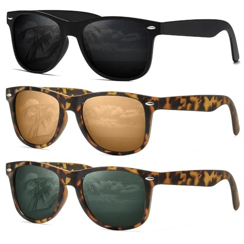 Image of DEMIKOS Sunglasses Men Polarized Sunglasses for Mens Womens Retro Mirror Lens for Driving Fishing UV Protection