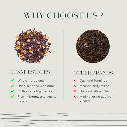 Image of Luxmi Estates Peach Mint Herbal Tea, 25 Biodegradable Tea Bags (50g, 1.76oz) | Caffeine-Free Fruit Herbal Infusion with Real Peach Bits, Hibiscus, Spearmint, Cinnamon, Ginger, Licorice, Orange Peel, Cardamom & Dandelion, Vegan