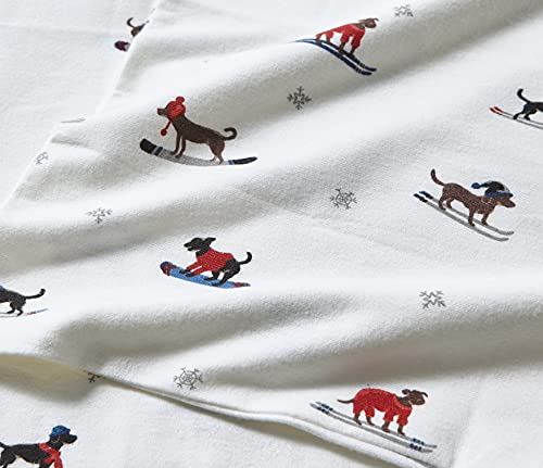 Image of Eddie Bauer - Flannel Sheets Full Size, Anti-Pilling & Wrinkle Resistant Cotton, Touchably Soft for All-Season Comfort - Bed Sheets with Matching Pillowcase & Fitted Sheet (Ski Patrol White)