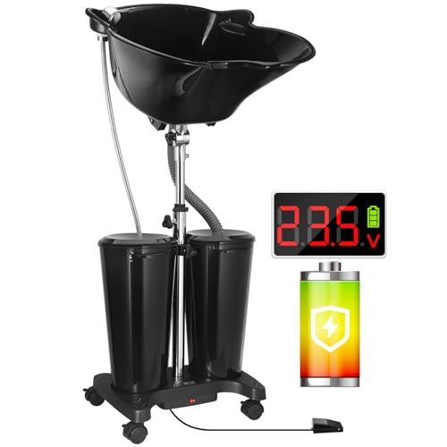 Rechargeable Portable Shampoo Bowl with Charger & Electric Pump, Portable Hair Washing Station with...