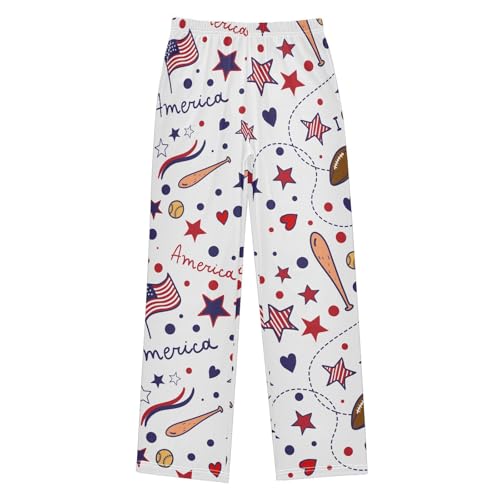 I Love America Baseball Boys Long Pants Soft Trousers Elastic Waist Kids Lounge Bottoms with Pockets S-XL