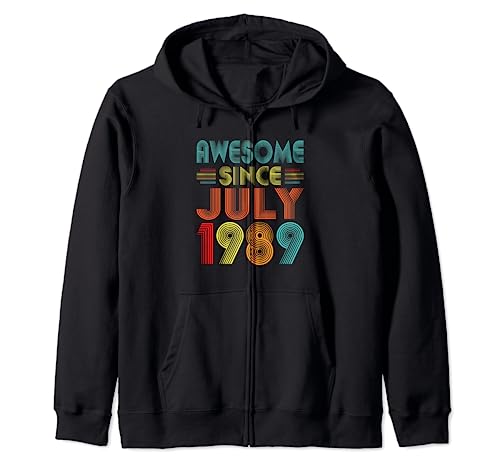Awesome Since July 1989 Birthday Year 1989 Vintage Men Women Felpa con Cappuccio