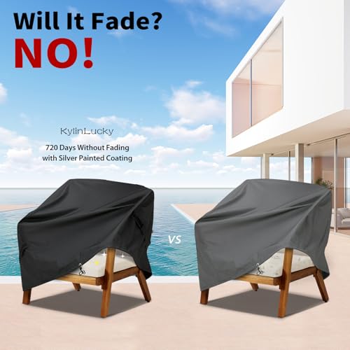 KylinLucky Extra Large Patio Chair Covers 2-Pack 33"x36"x36", Heavy Duty Waterproof Outdoor Armchair Protectors with Straps & Vents, All-Weather Black - Thumbnail 5