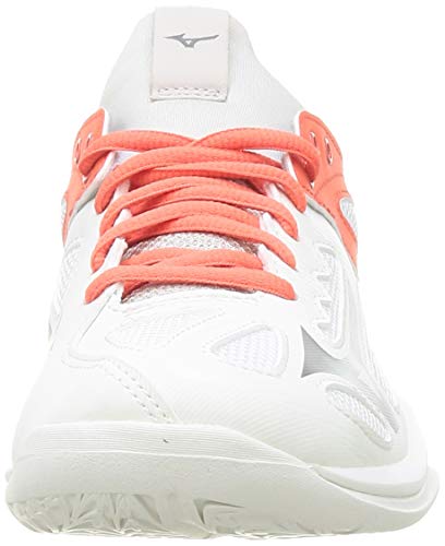 Mizuno Women\'s Ghost Shadow Handball Shoe, Swhite Qshade Hot Coral, 6.5