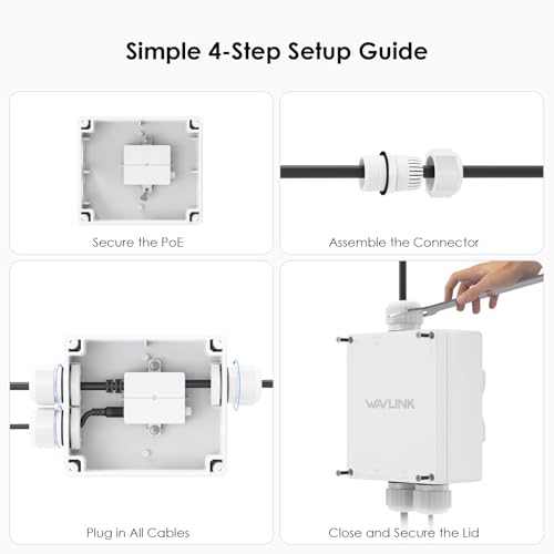 Outdoor Waterproof Box for POE, IP67 Waterproof Plastic Enclosure for Electrical Project, Designed for WAVLINK WN588HX3/WN573HX1/WN573HX3/WN573HP3/572HP3/570HA1 Etc, Includes Wall, Pole Mount Kit by WAVLINK - Image 3