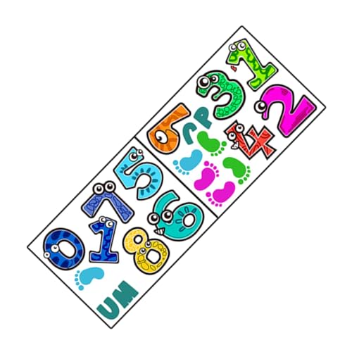SUPVOX Interactive Learning 1 Set of Cartoon Floor Decals Number Game Lattice Removable for Boys and Girls