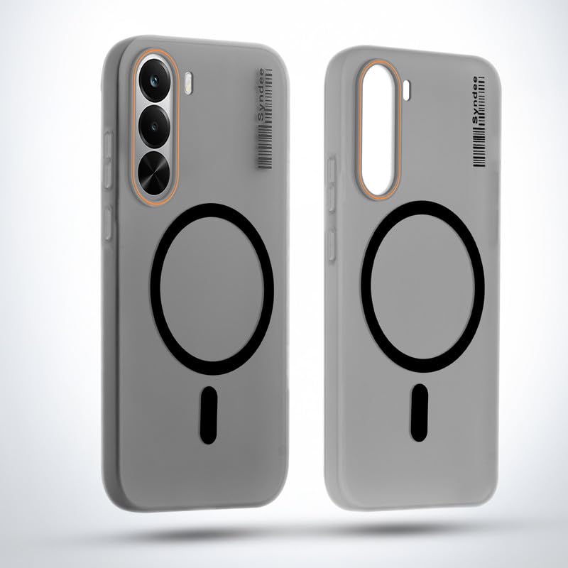 Image of Mr. Case Back Cover for Realme P4x 5G Sleek Frosted Translucent Back Only Compatible with Wireless Magnetic Accessories | Anti-Scratch Shockproof Phone Case - Black