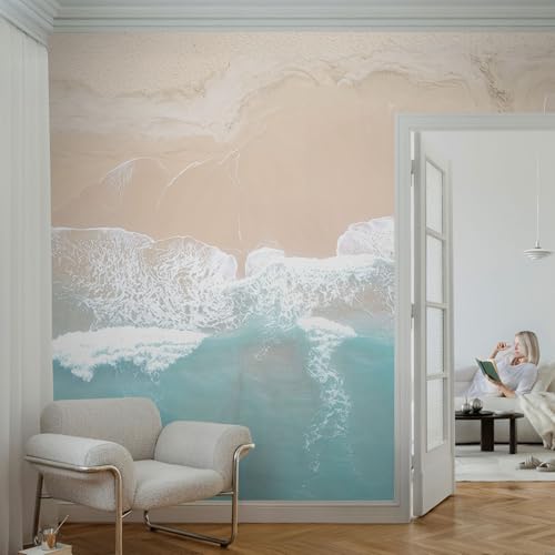 Papel pintado de olas autoadhesivo para renovar el pasillo sin usar cola tradicional 4