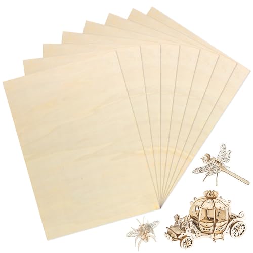 Yuragim Compensato di tiglio A3, 420 x 297 x 3 mm, in compensato di tiglio, adatto al laser, pannelli di legno per fai da te, lavorazione laser, pirografia, modellismo, dipinto, regali, decorazioni
