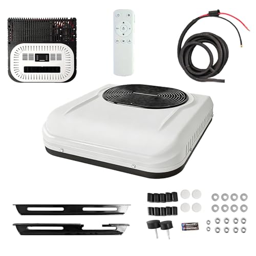 12 Voltios 24 Voltios Aire Acondicionado Camper 1800W Enfriamiento Unidad de Techo DC Inverter Estacionario para Camión Van Caravana Alimentación Batería Bajo Consumo(Scroll Type,12V)