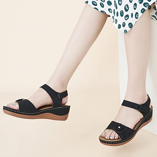Fudynmalc Womens Hiking Sandals With Arch Support Comfortable Orthopedic Walking Sandals Adjustable Hook Loop Casual Outdoor Platform Shoes #TOP1
