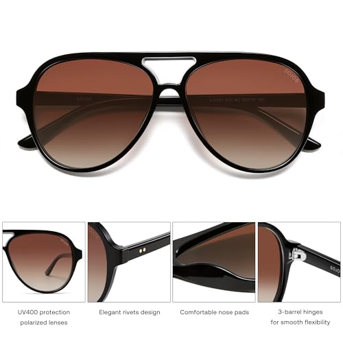 Image of SOJOS Classic Polarized Aviator Sunglasses for Women Men, Retro Trendy Aviators Shades SJ2201