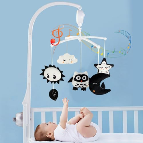 Mobile pour berceau musical pour poussette et crèche avec animaux suspendus faits main