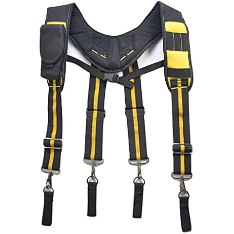 Alupre Tool Belt Suspender,Heavy Duty Work Suspenders Tool Belt Braces w/Phone Pencil Slot Electrician Work Suspension Rig Cover
