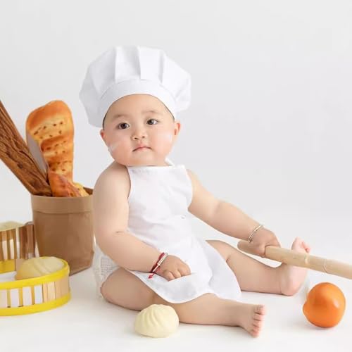 Disfraz de chef para bebé de 3 a 12 meses con gorro y delantal blanco 6