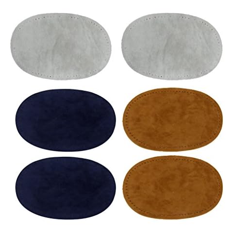 Fenteer Sew-On Suede Real Leather Elbow/Knee Patches Blue Camel Grey (Packung 3) Cover