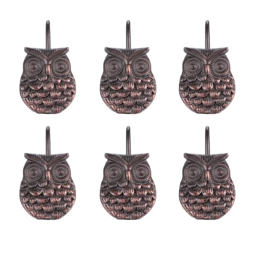 TOYANDONA 12pcs Shower Curtain Hook Antique Owl Shaped Curtain Hanger Hanging Ring Decoration for Bathroom Shower Rods