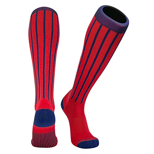 Baseball Softball Pinstripe Knee high Socks - Navy Red
