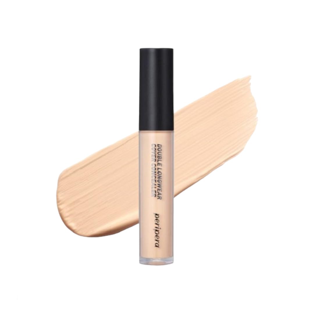 Peripera Double Longwear Cover Concealer - Full Coverage to Skin Flaws Conceals Dark Circles Covers Unwanted Blemish Dark Spots & Pores - Natural Beige - 5.5g