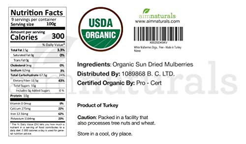 Aimnaturals White Mulberries Dried Organic Bulk 2 Lbs Bag– 100% Usda Organic Certified thumb #5
