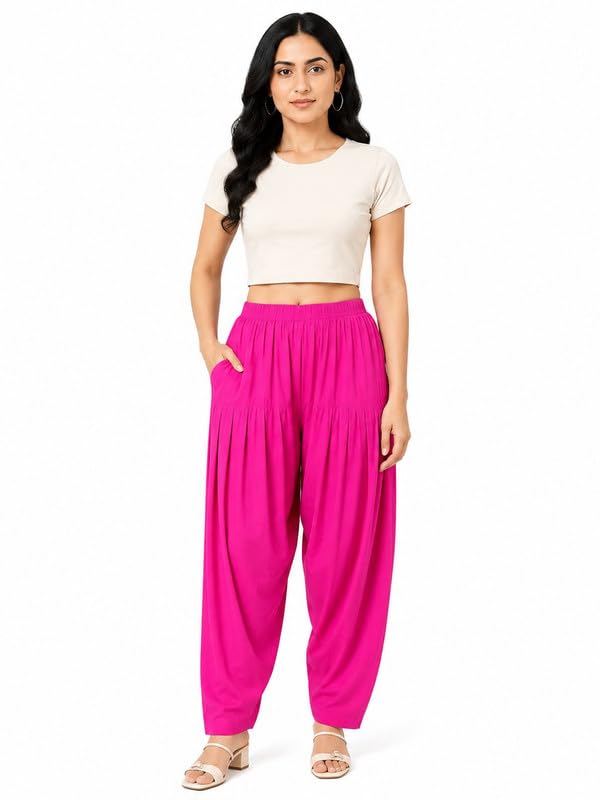 Forever99 Women's Cotton Patiala Salwar – Solid Pleated Patiala Pants | Elastic Waist Ethnic Bottom Wear for Kurti, Salwar Suit (Size: S-3XL)-image-38