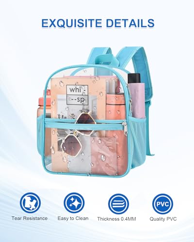 Image of Clear Backpack for Stadium Events, 12x12x6 Small Clear Plastic bag with Reinforced Straps for Game Security Festival Concert