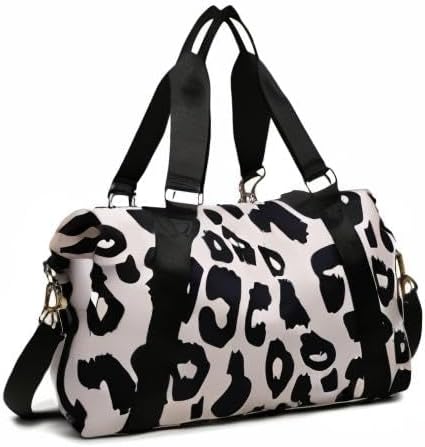 Weekender Duffel Sport Gym Bag Overnight Travel duffle Bags with Wet Pocket-Cow Print Black - Image 9