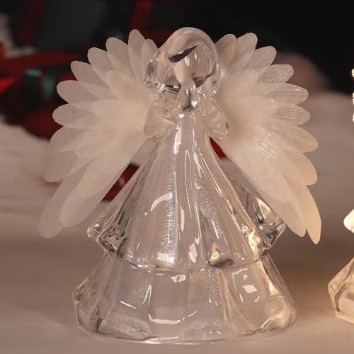 Leyupeak HQYJAN9061-FJS1 2 Pcs Light Up Angel Figurines With Fiber Optic Wings, Trumpet Praying Angel Lights Statue Christmas Decorative Battery Operated Angels Snow Globe Mini Night Light thumb #5