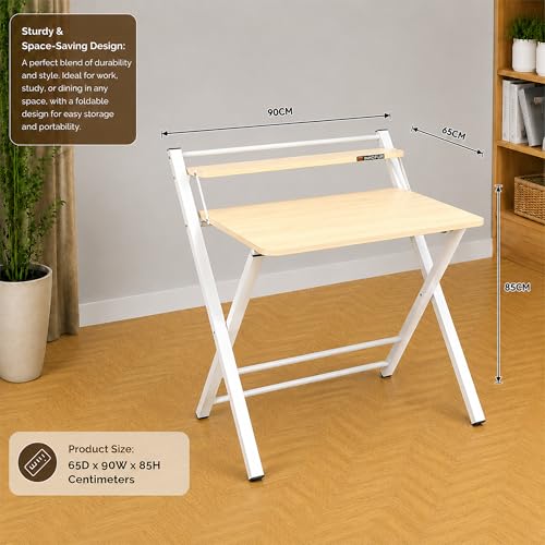 Image of InnoFur Meleti Folding Study Desk (Large)|Foldable Office Table|Adjustable Laptop Cum Computer Table Big (Beige, Regular)