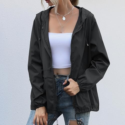 Lightweight Waterproof Rain Jacket for Women – Adjustable Black Trench Coat with Hood for Hiking and Outdoor Adventures - Image 4