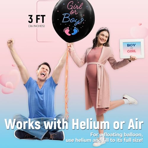 Mecholey GENDER REVEAL CONFETTI BALLOONS 2Pack Gender Reveal Balloons Boy Or Girl Balloon With Blue Pink Confetti For Baby Shower Gender Reveal Ideas Party Supplies Decoration Black Colors thumb #2