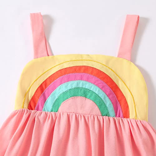Frogwill Toddler Girls Fifties Summer Dress Pink Rainbow 2-7Y 5T, Pink #TOP1