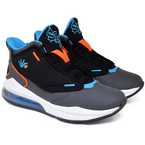 Tênis Masculino Basquete Macio Leve Ankaa Preto Azul Adultos (Preto e Azul, BR, Adulto, Numérico, 40