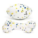 Moonorange 2Pcs Bone Dog Balls+Rugby Dog Toys for Aggressive Chewers, Indestructible Tennis Balls for Dogs (Bone+Rugby)