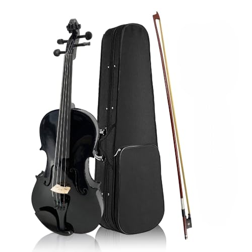 Yinfente 4/4 Akustische Bratsche in voller Größe, 4 Saiten, 40,6 cm, 41,9 cm, 38,1 cm, Fichtendecke, Ahornrückseite, Ebenholzbeschläge mit Hartschalenkoffer, Brasilholzbogen, Reinigungstuch, schwarz