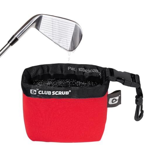 Image of Club Scrub Golf Club and Golf Ball Cleaning Bag, Waterproof Clean Face Technology Liner, Detachable Clip, Machine Washable, Cleans Club Grooves, Dry Exterior (Neoprene or Microfiber Option Available)