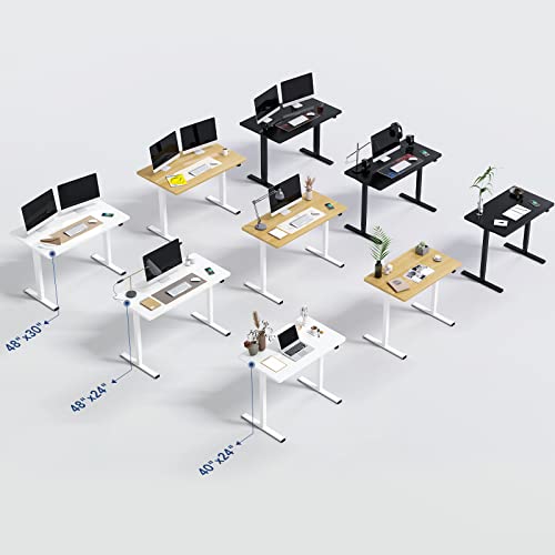 Electric Standing Desk 40 X 24 Inches, Height Adjustable Stand Up Desk W/2-Button Controller, Small Sit Stand Desk, Ergonomic Computer Desk For Home Office, White Frame + White Tabletop #TOP6