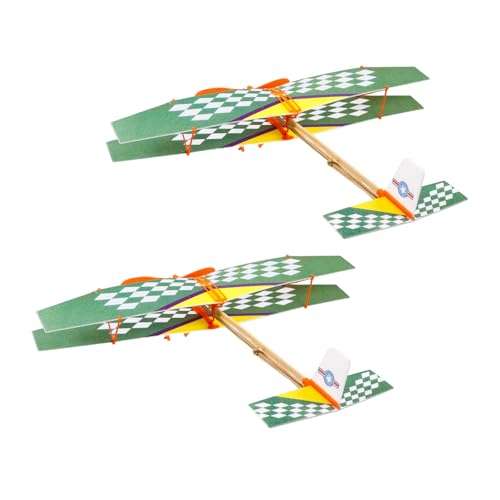 HANABASS 2stücke Holz Gummiband Flugzeug Gleiter Modell Bastelmaterialien Lernspielzeug Kinderspielzeug Gleiter Baumaterialien für Selberbauen Zufällige Farbe