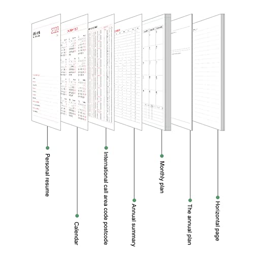YOZUMD aderno de plano 2023, diário de escrita decorativa de impressão em cores naturais, papel engr