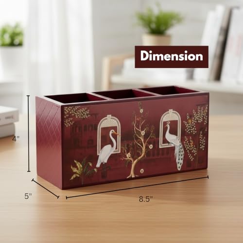 Image of Home Sparkle Tissue Paper Box Holder for Car, Home Decor, Gifting & Office Desk - Rectangular MDF with Elegant Vinyl Print Design - Red Finish (B11V14)