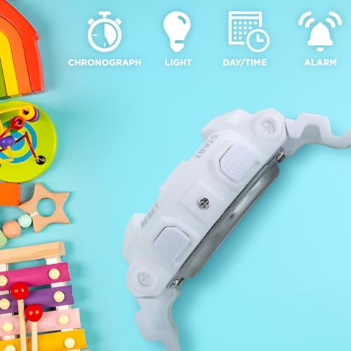 Image of Carlington Kids Digital Watch for Boys and Girls Age 3 to 14 Years Multicoloured Band with Alarm and Date Display - 9121