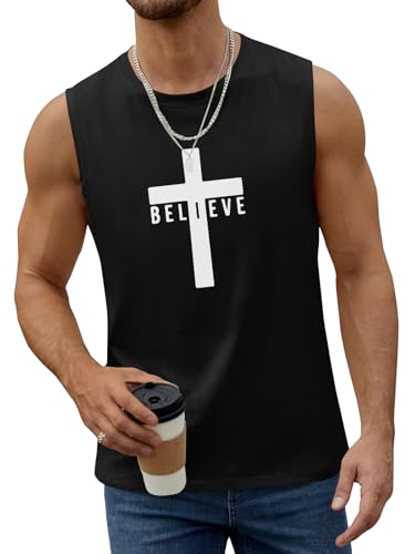 Men's Cotton Graphic Tank Tops Jesus Cross Believe Printed Faith Christian Shirts3