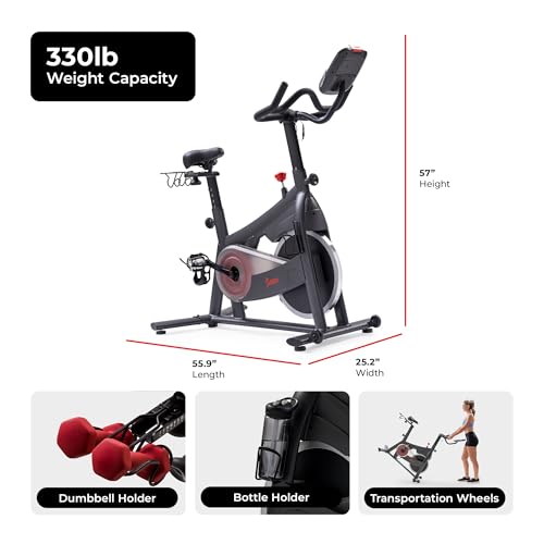 Image of Sunny Health & Fitness Smart Magnetic Indoor Cycling Bike, Stationary Exercise Cardio Equipment, Free SunnyFit Training App