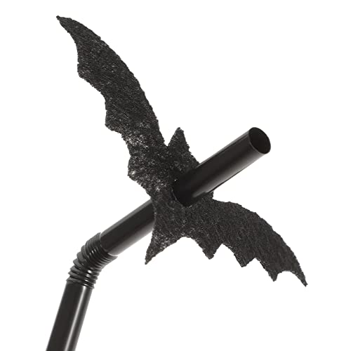 50 Pitillos de Plástico con Diseño de Murciélago Negro miniatura 7