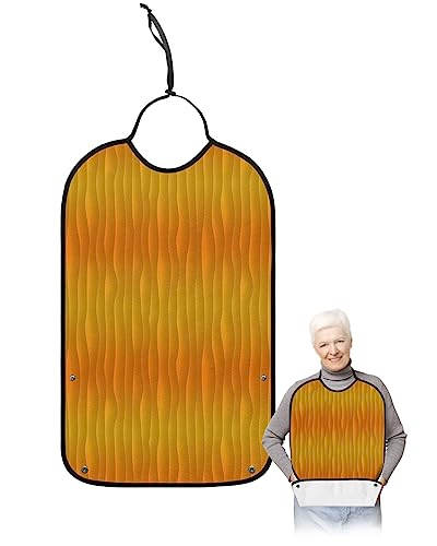 Colorful Gradient Adult Bib for Eating with Crumb Catcher,Washable & Waterproof Terry Cloth Adjustable Elderly Women Men Adult Bibs Funny Apron Clothing Protector Modern Minimalist Abstract Soild