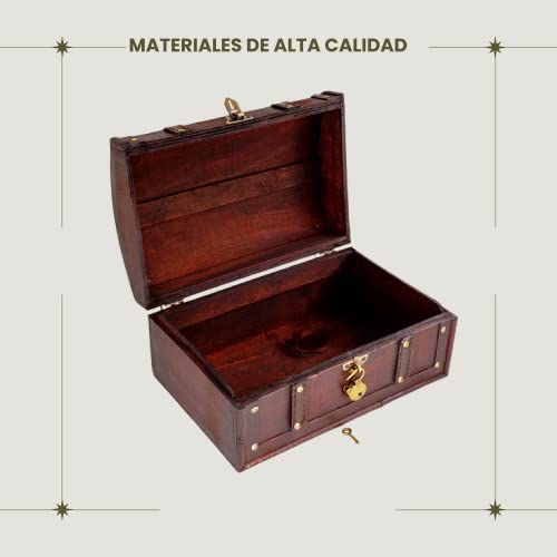 Brynnberg - Pirate Treasure Chest Storage Box - Flanders 12X7.9X6 - Durable Wooden Treasure Chest With Lock - Unique Handmade Decorative Wood Storage Box - Vintage Wood Chest Box - The Best Gift #TOP2